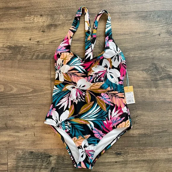 Kona Sol Twist Back Floral One Piece NWT Swimsuit - Picture 1 of 8